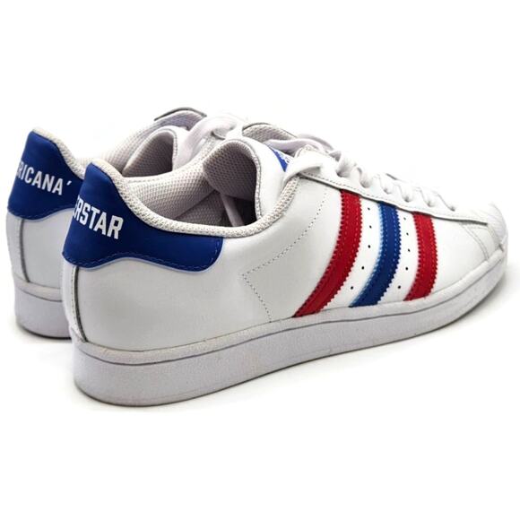 Adidas Superstar White Red Blue Stripe Shoes Ladies Size 9 Shell Toe AC7162 - Picture 11 of 16